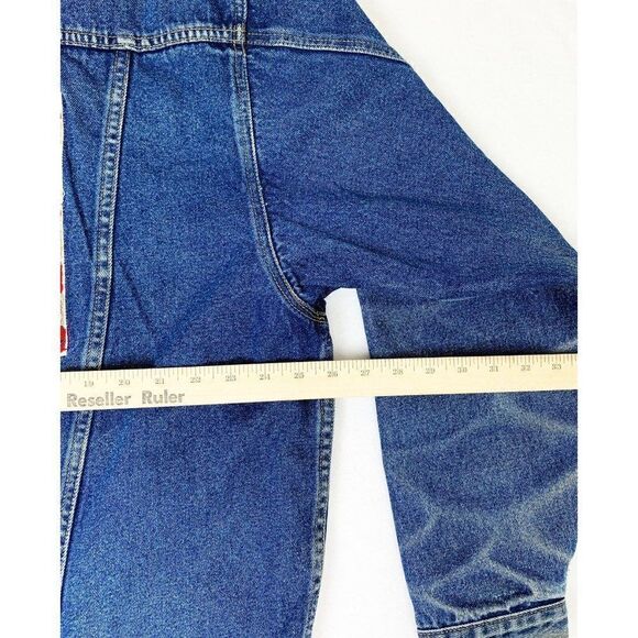 Vintage Mickey Inc Jean Denim Jacket XL Blue Disney American Flag Stars Stripes - Picture 8 of 10